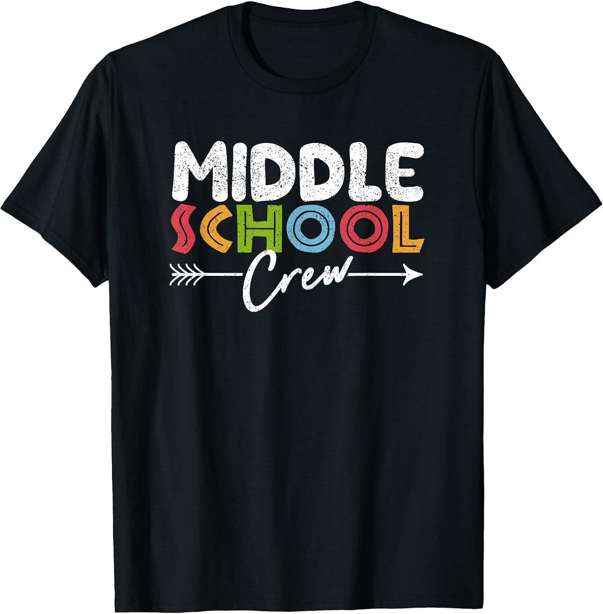 Middle School Crew Retro Funny Teacher Student Vintage T-Shirt - Black