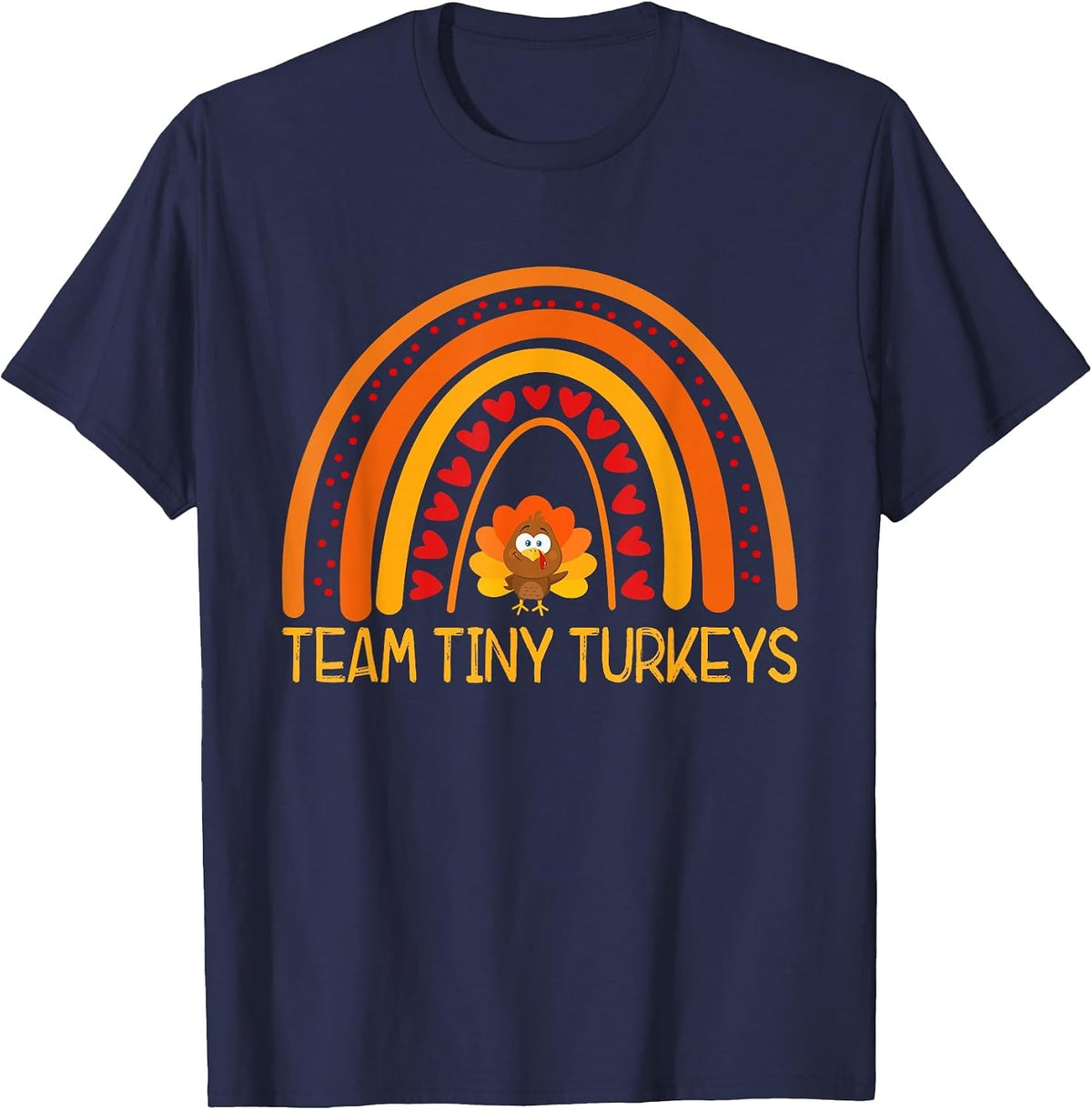 GER1 Team Tiny Turkeys Nurse Rainbow Thanksgiving NICU Nurse T-Shirt - Navy Blue