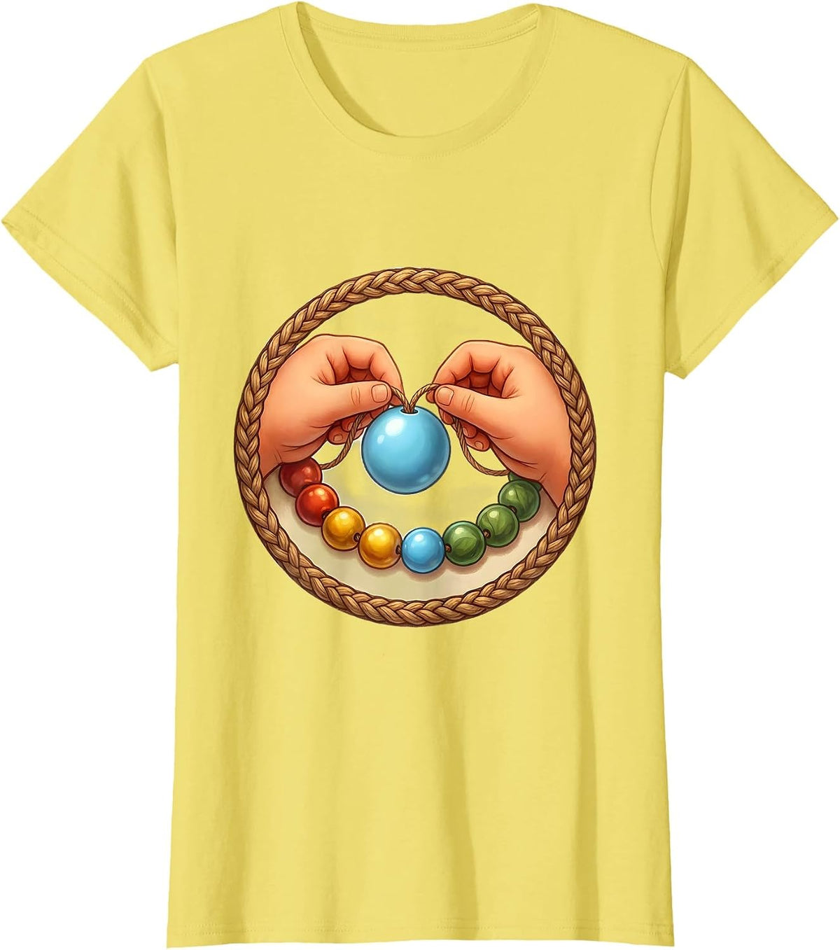 Women's Occupational Therapy Bead Threading Child Art T-Shirt - Lemon Yellow