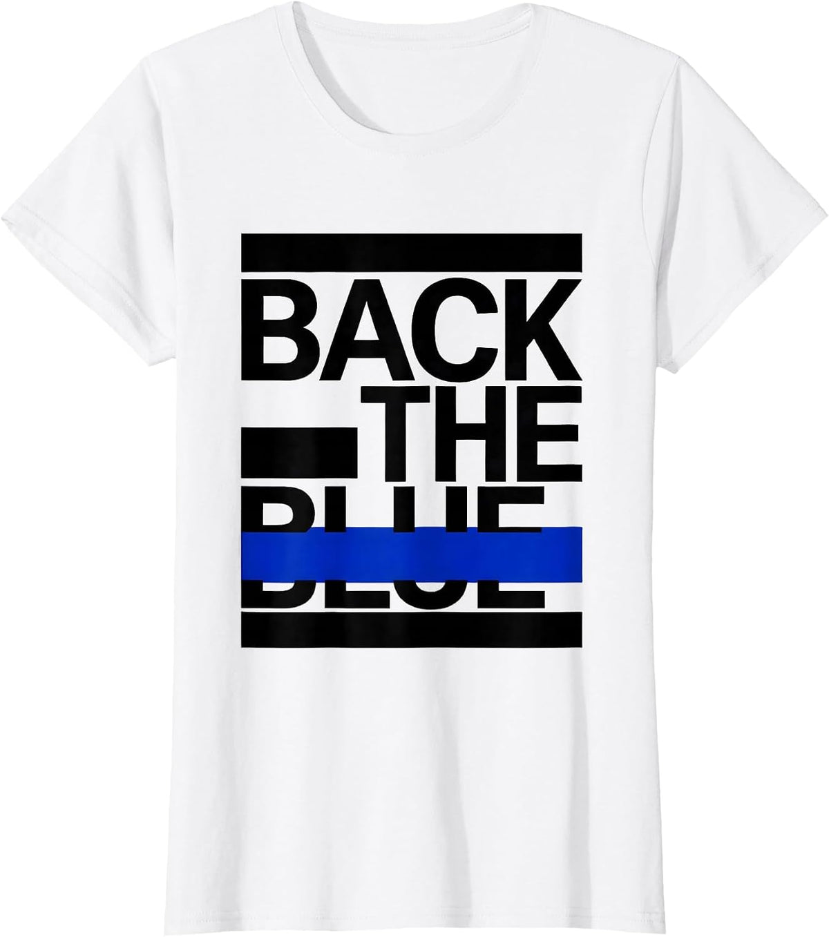 Women's Back The Blue Thin Blue Line Police Support Law Enforcement T-Shirt - White