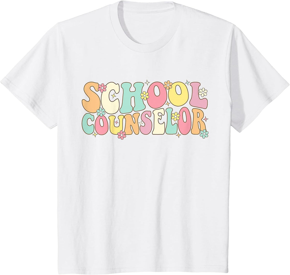 Groovy School Counselor Back to School Teacher Counseling T-Shirt - White