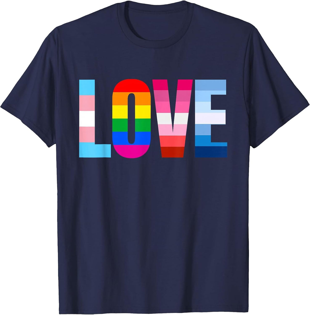 LGBT Pride Rainbow LGBTQ Love T-Shirt - Navy Blue