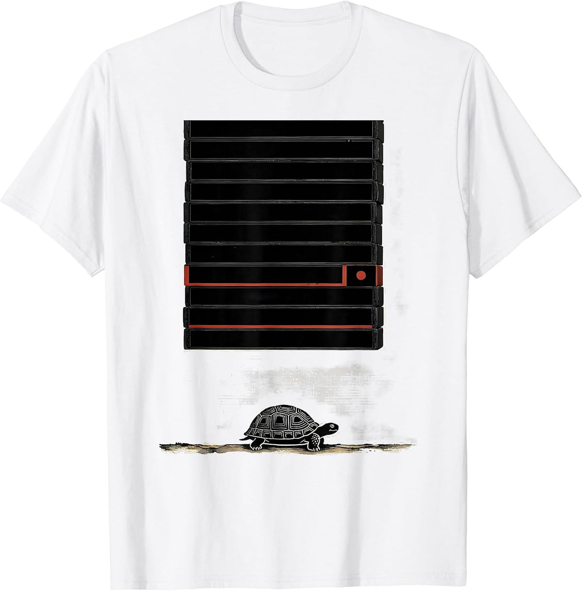 Men's Vertical Masthead Tortoise Animal Lover Gift T-Shirt - White