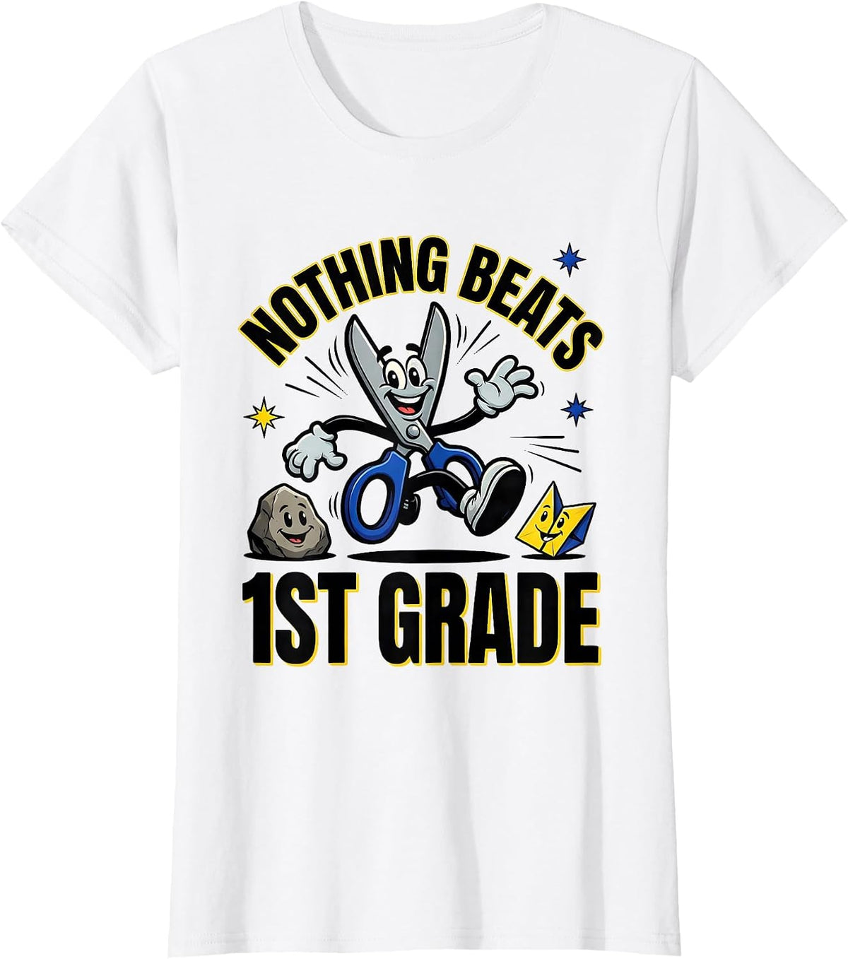 Nothing Beats 1st Grade Back to School Rock Paper Scissors T-Shirt - White