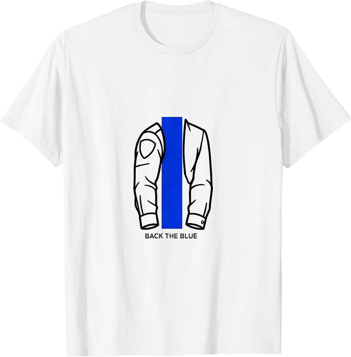 Men's Back The Blue Thin Blue Line Police Support Family Pride T-Shirt - White