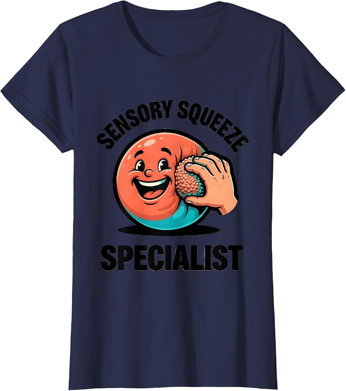 Women's Sensory Squeeze Specialist Cartoon Occupational Therapy OT T-Shirt - Navy Blue