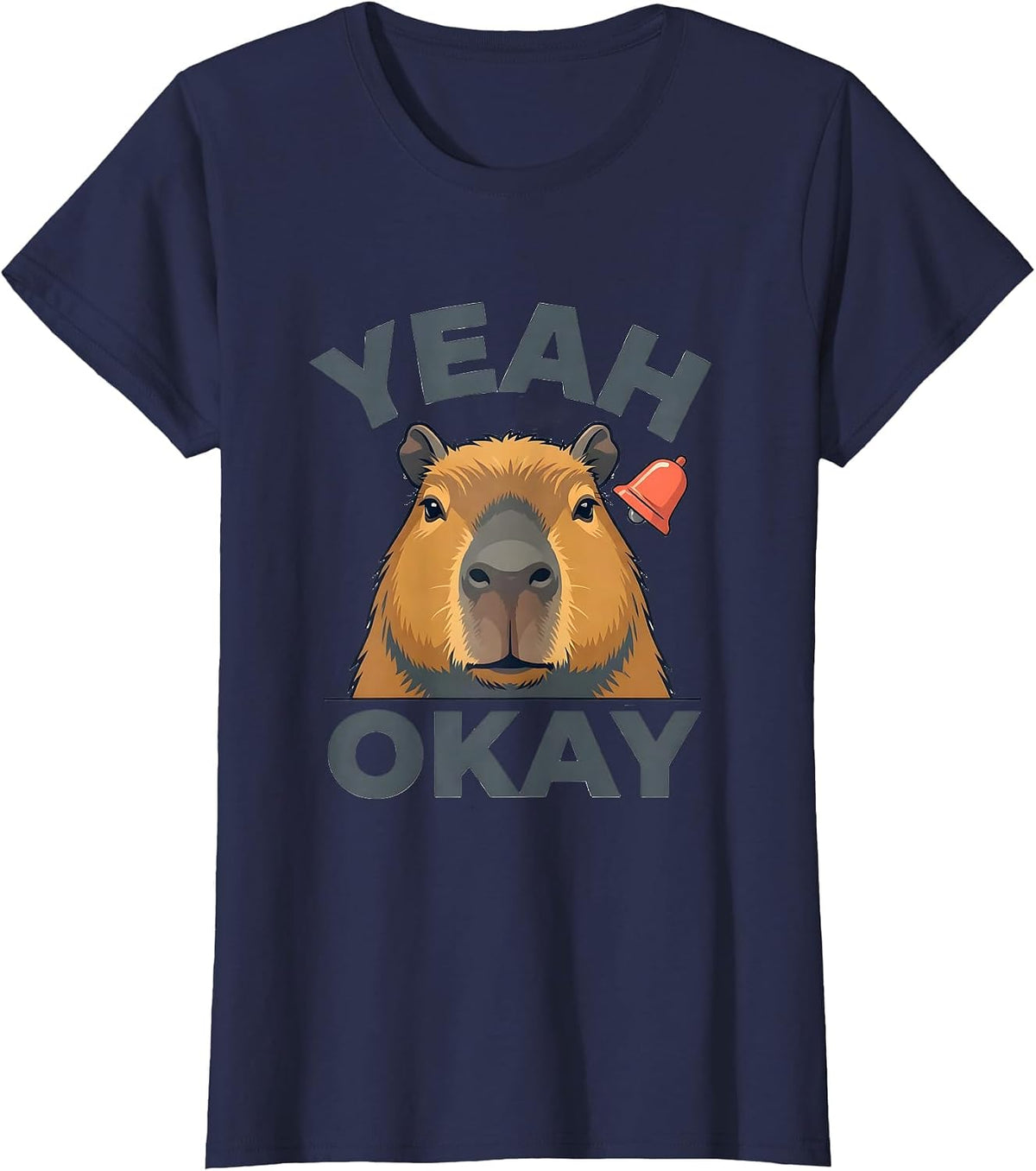 Women's Yeah Okay Flat Vector Capybara Meme Animal Humor T-Shirt - Navy Blue