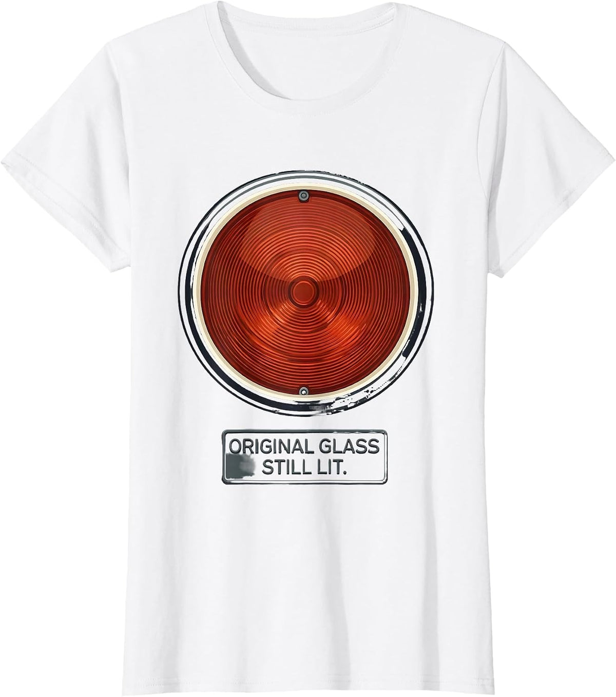 Original Glass Still Lit Funny Classic Car Guy Deadpan Humor T-Shirt - White