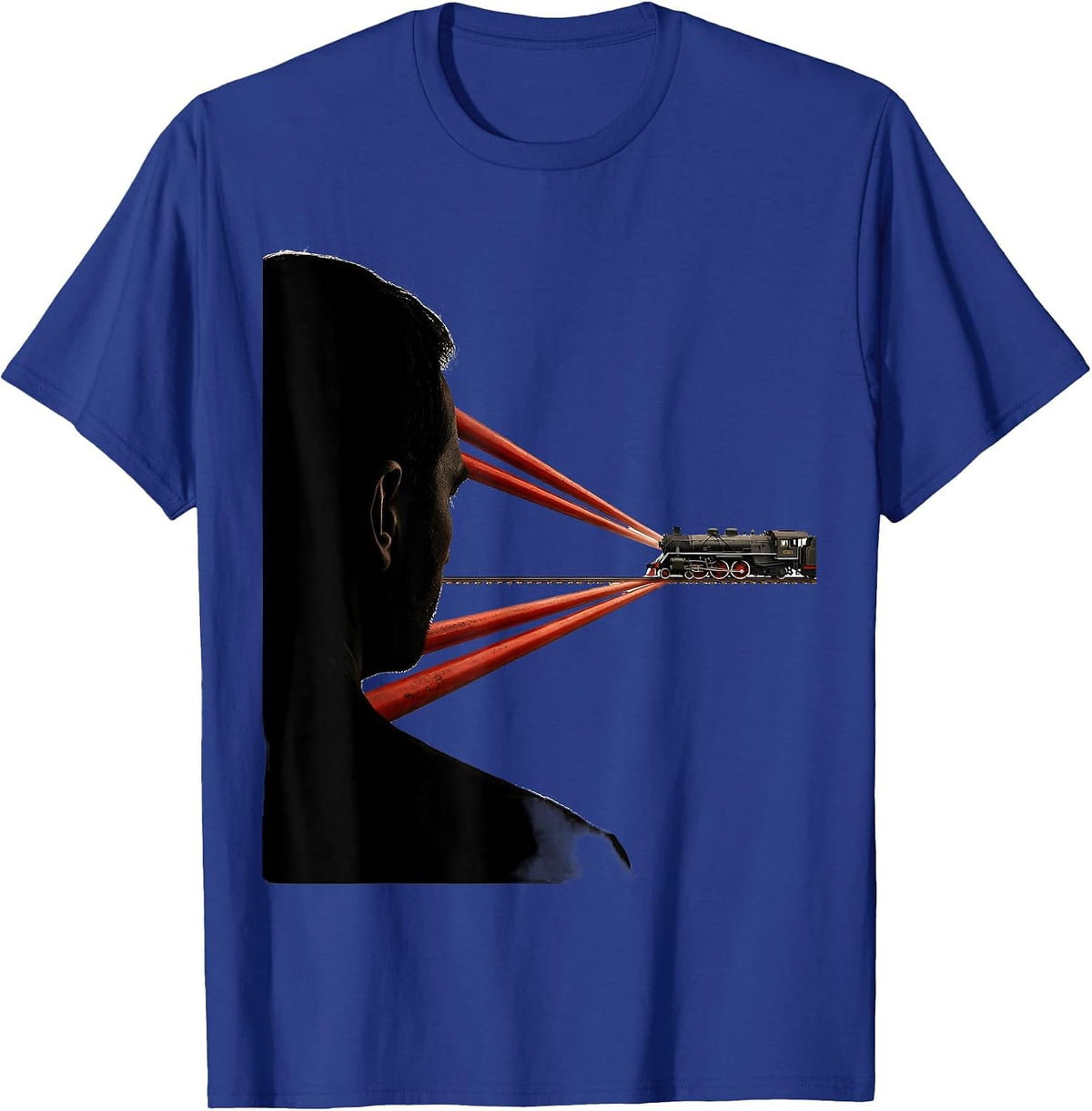 Brutalist Train Head Locomotive Enthusiast Humor T-Shirt - Royal Blue