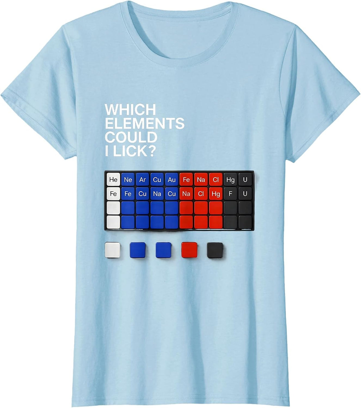 Women's Which Elements Could I Lick Funny Periodic Table Science T-Shirt - Baby Blue