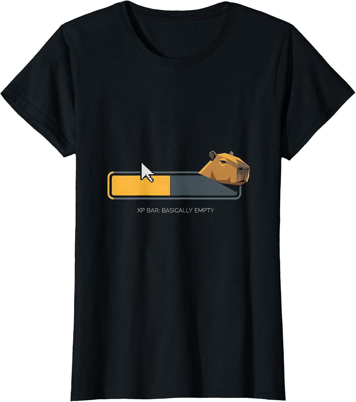 XP Bar: Basically Empty Funny Capybara Gamer Humor T-Shirt - Black