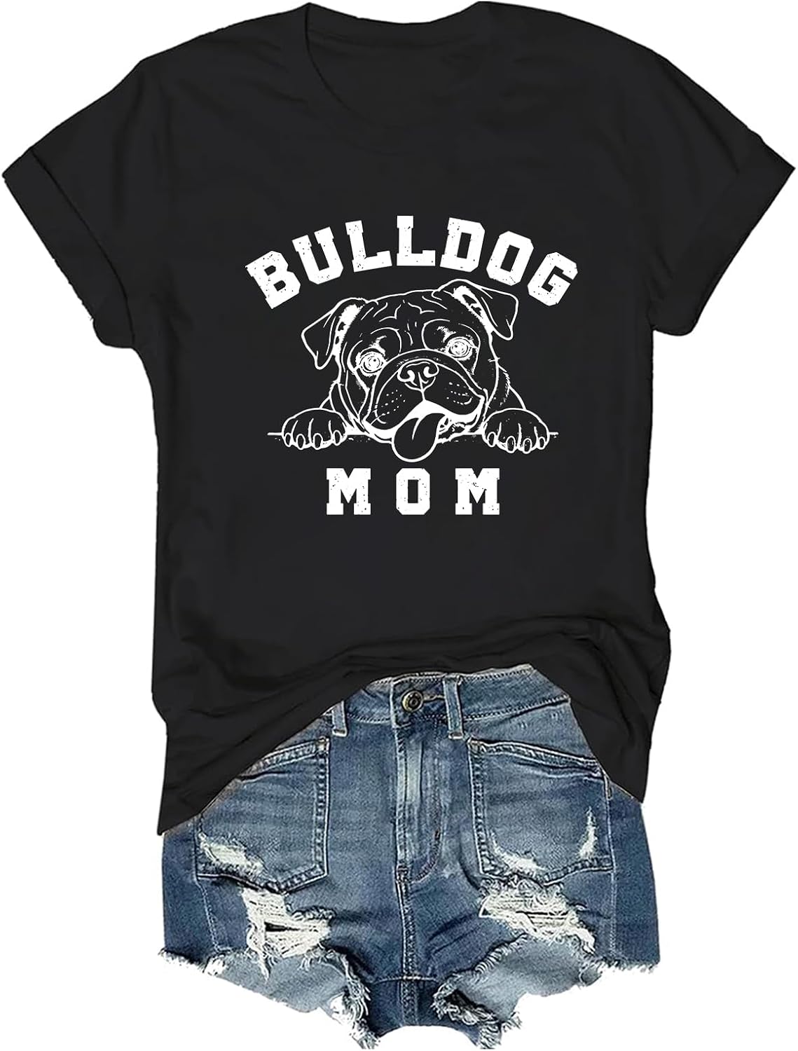 English Bulldog Mom Shirt Dog Lover T-Shirt Bulldog Tee - Black