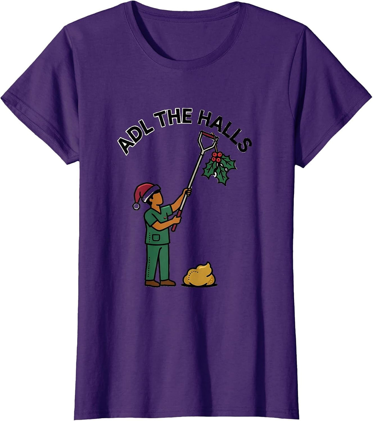 Women's ADL The Halls Funny Occupational Therapist Christmas Humor T-Shirt - Purple