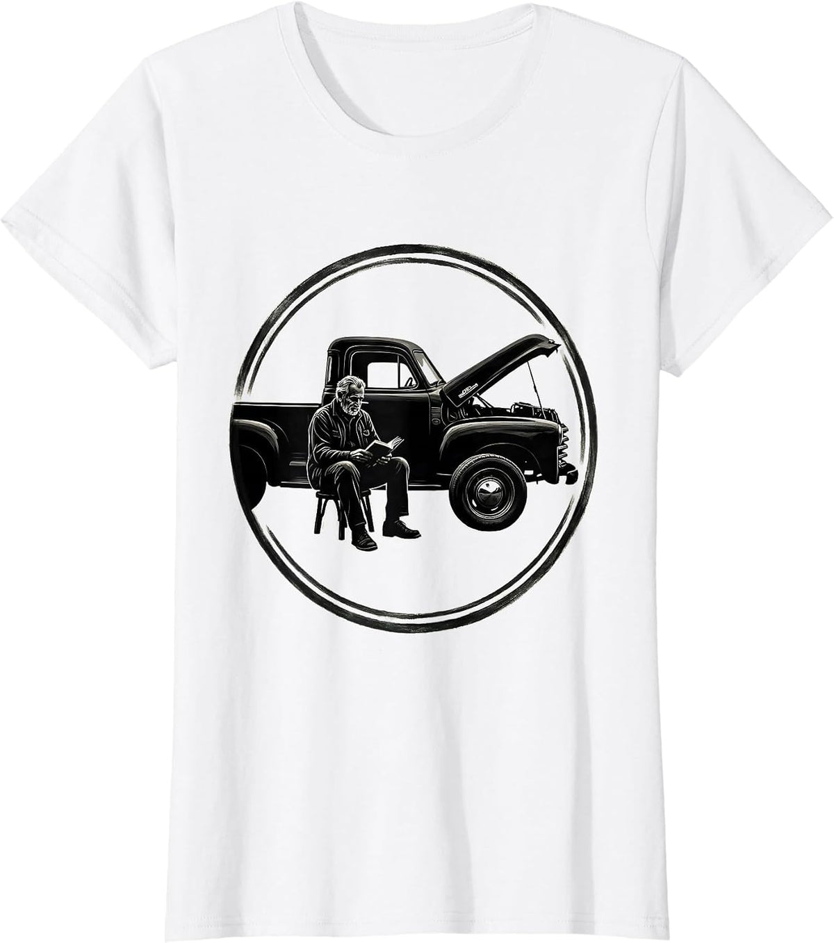 Classic Pickup Mechanic Old Guy Humor Graphic T-Shirt - White