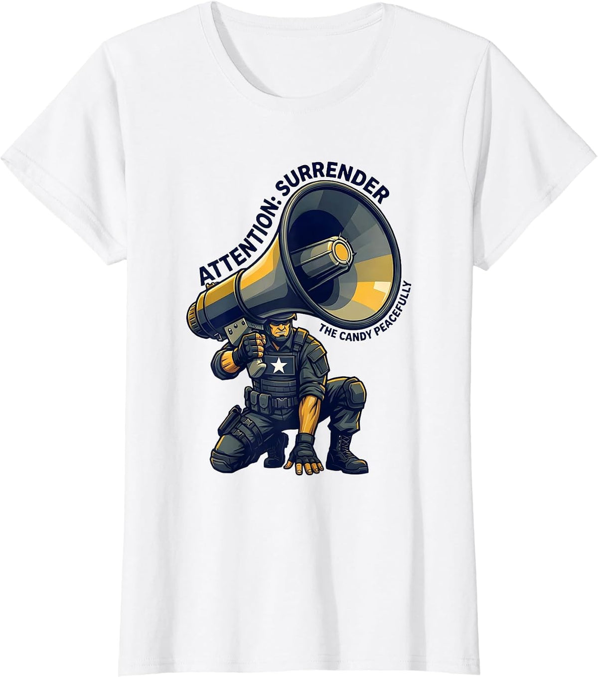 Attention: Surrender The Candy Peacefully Police Costume T-Shirt - White