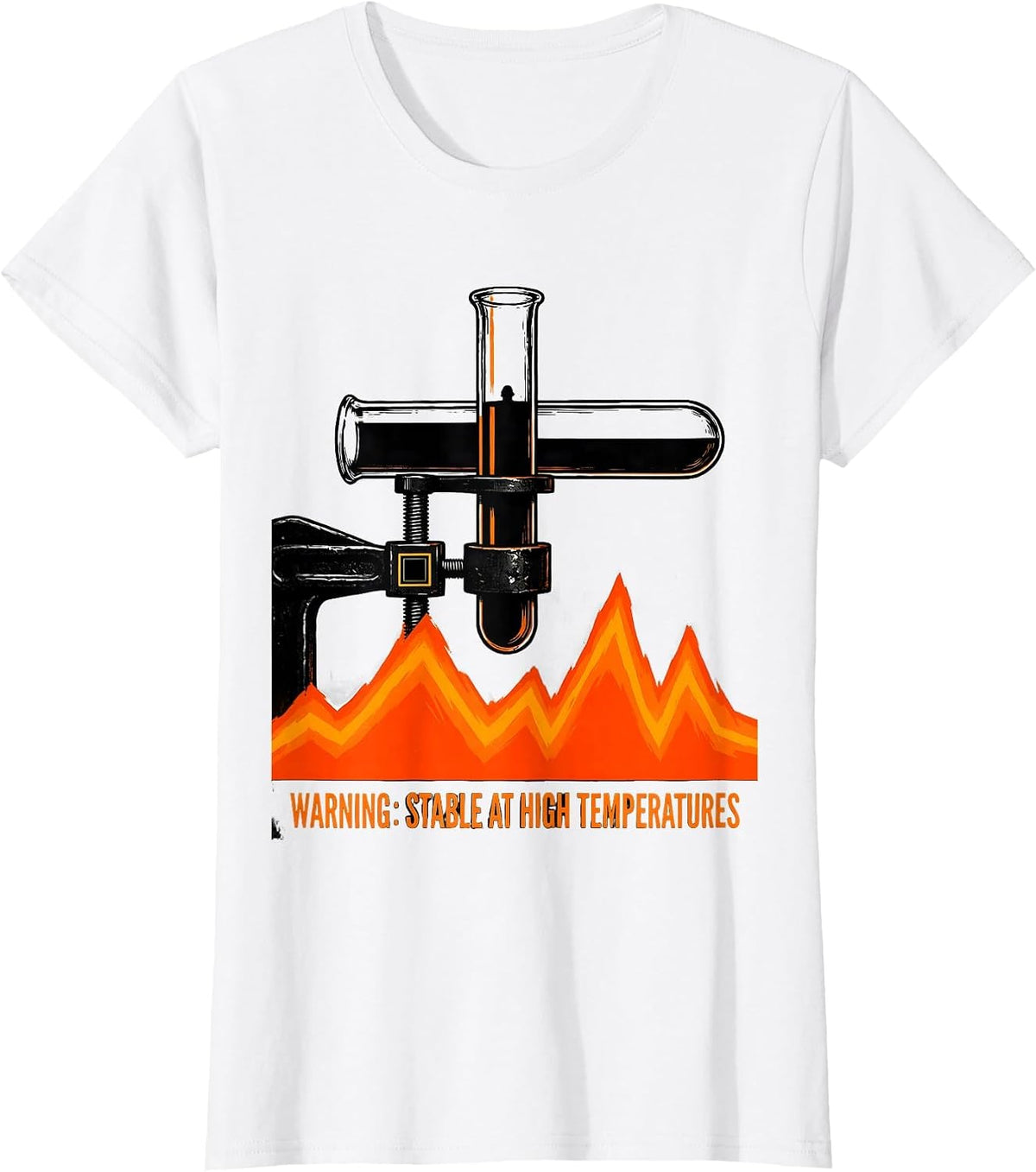 Women's Warning: Stable At High Temperatures Funny Science Teacher T-Shirt - White