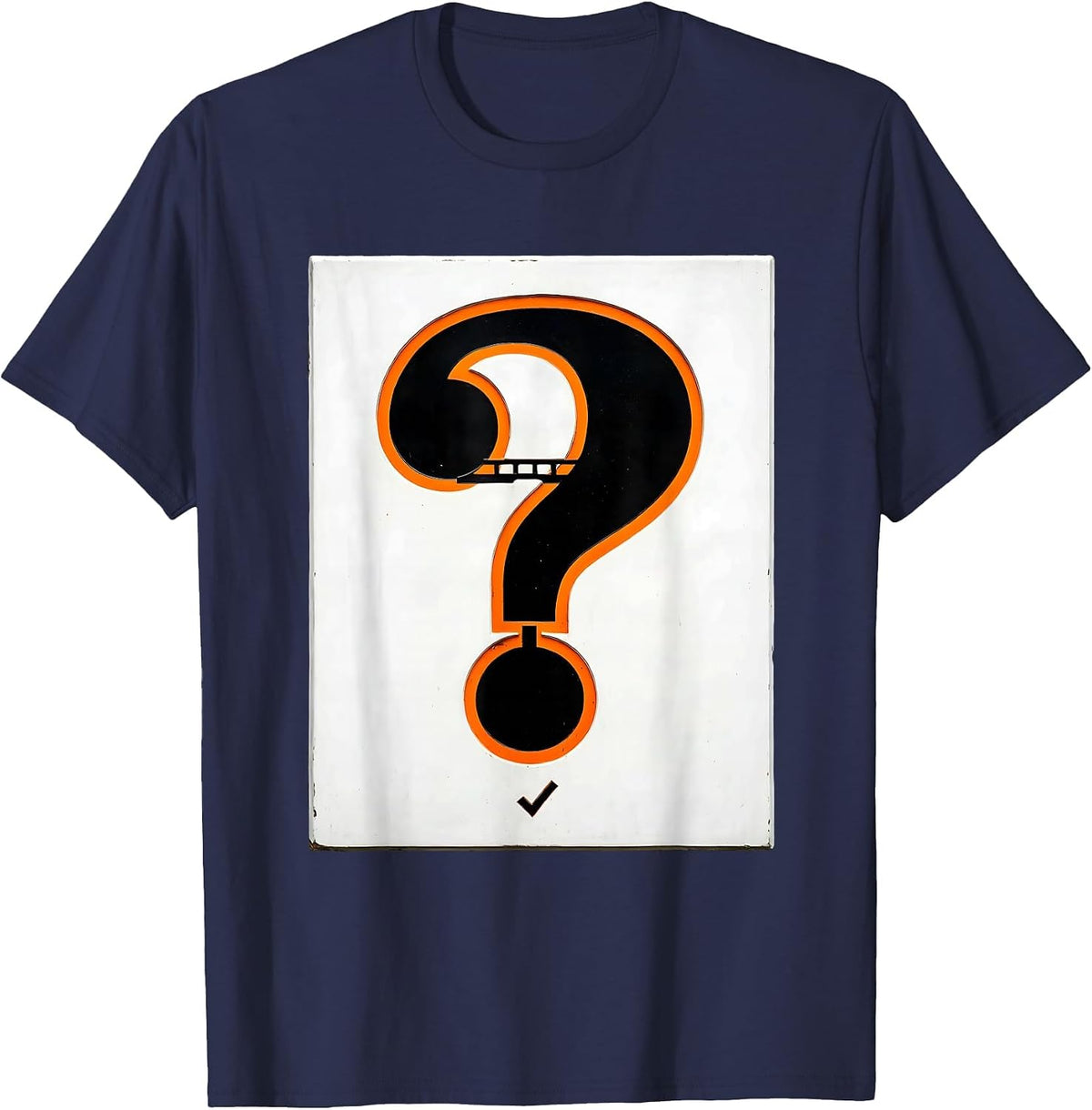 Stencil Question Mark Grammar Teacher Punctuation Humor T-Shirt - Navy Blue