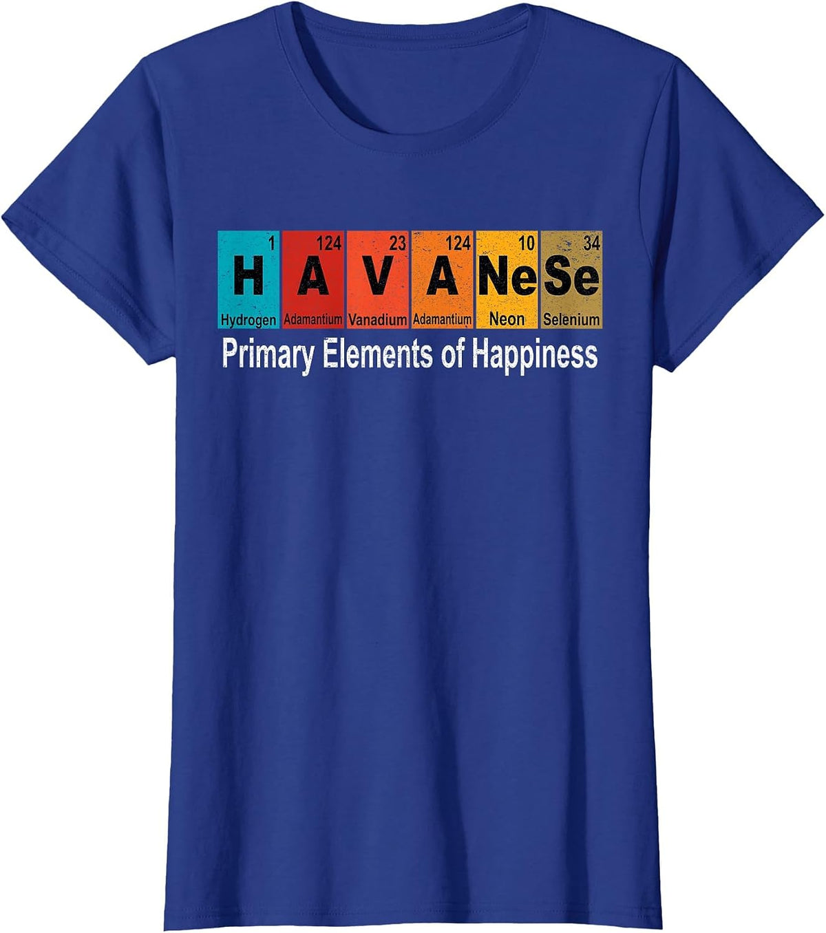 Vintage Havanese Dog Science Funny Periodic Table Pet Lover T-Shirt - Royal Blue