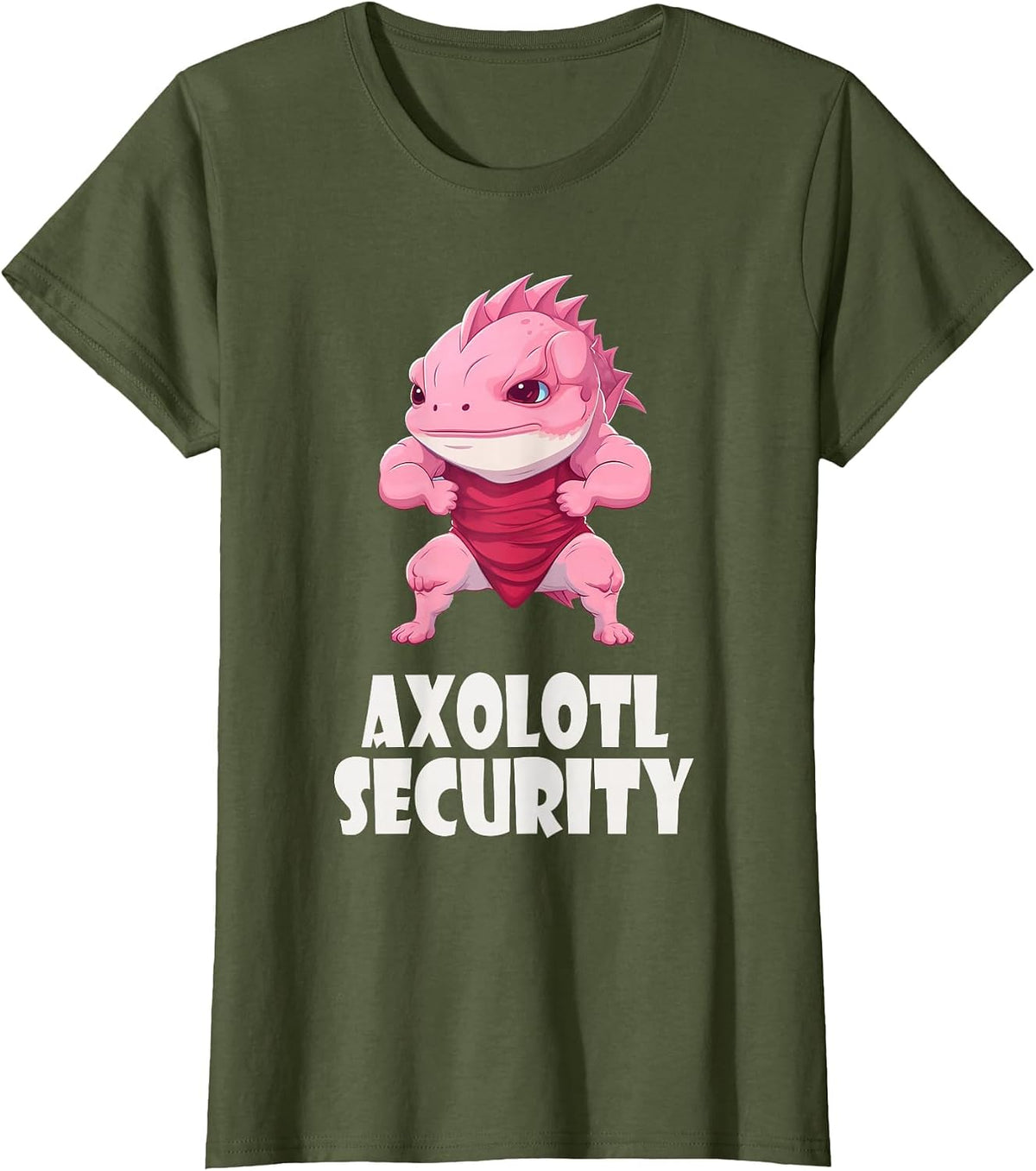Axolotl Security Funny Muscles Axolotl Cute Halloween T-Shirt - Olive Green