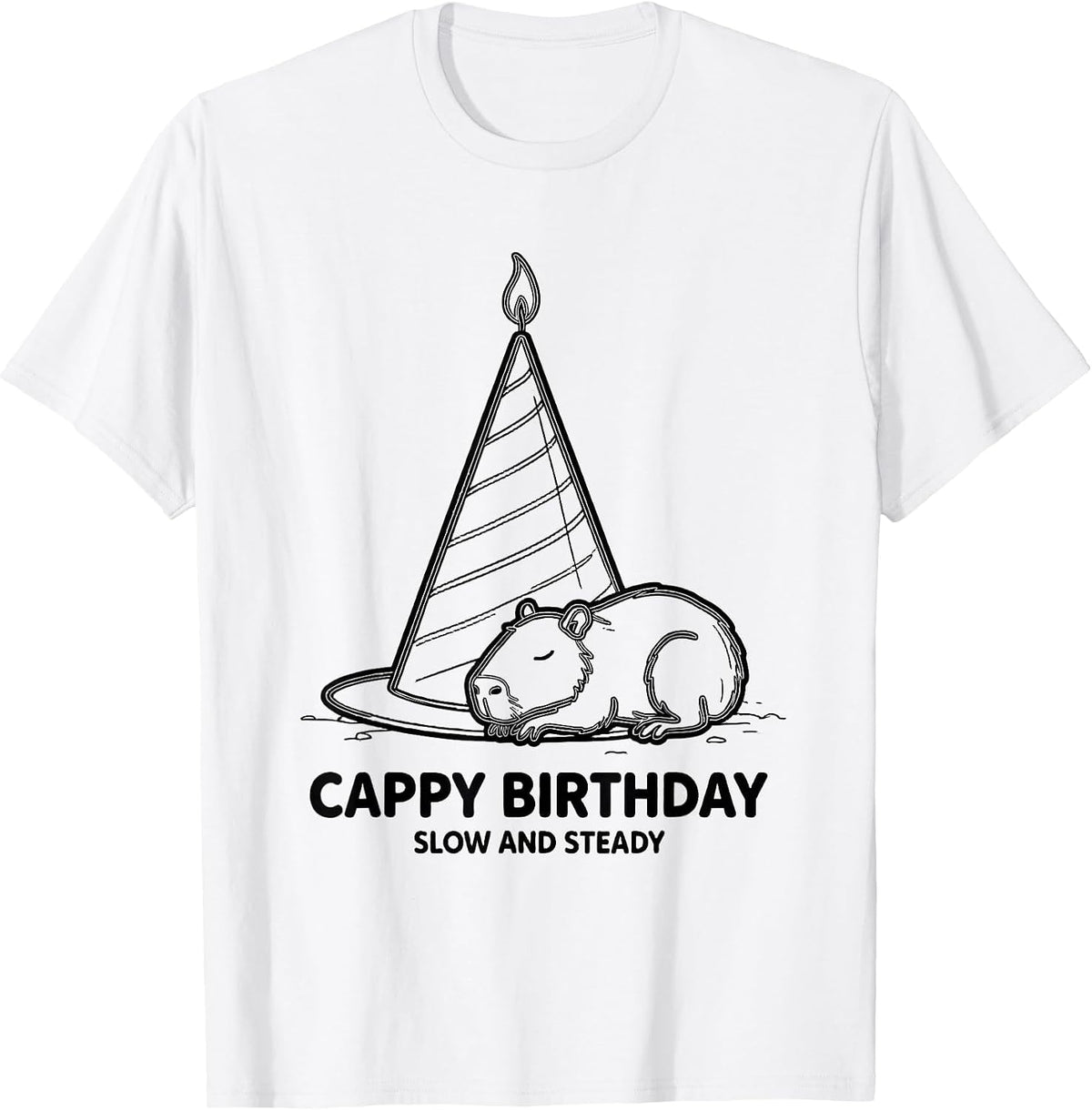 Men's Cappy Birthday Slow And Steady Cute Capybara Birthday Animal T-Shirt - White