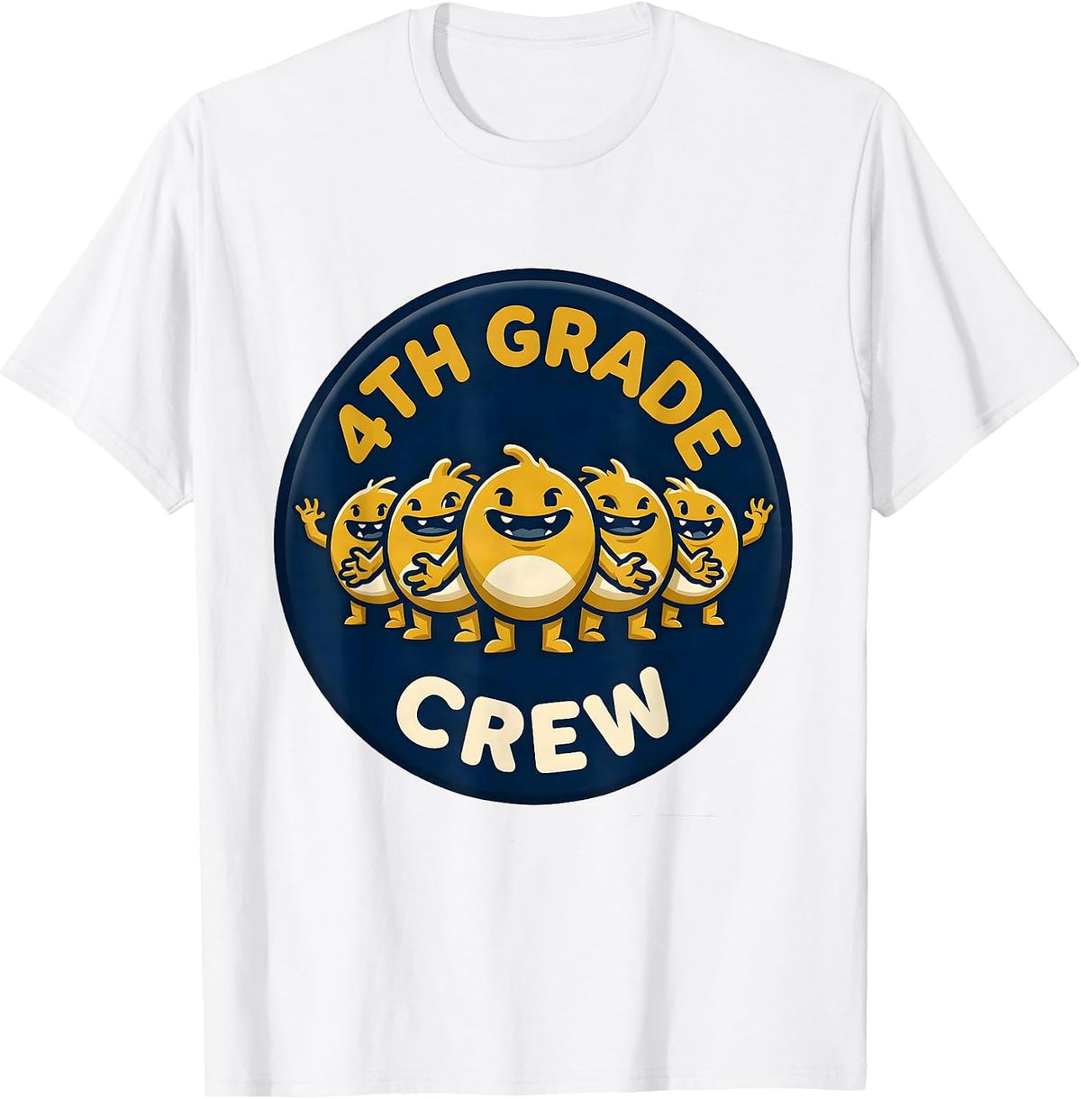 Men's 4th Grade Crew Funny Teacher Back To School Crew T-Shirt - White