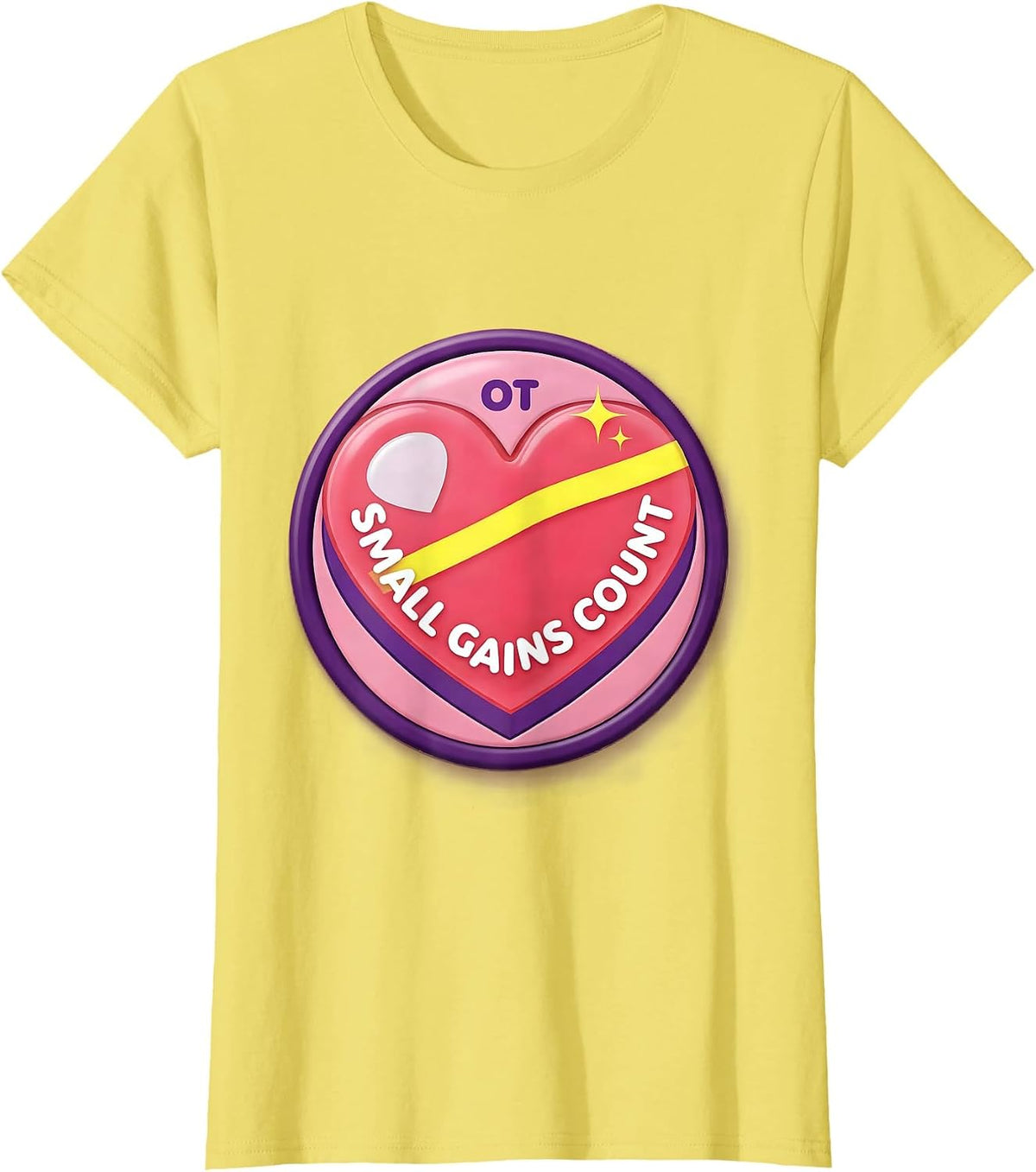 Small Gains Count OT Occupational Therapy Valentine Candy T-Shirt - Lemon Yellow
