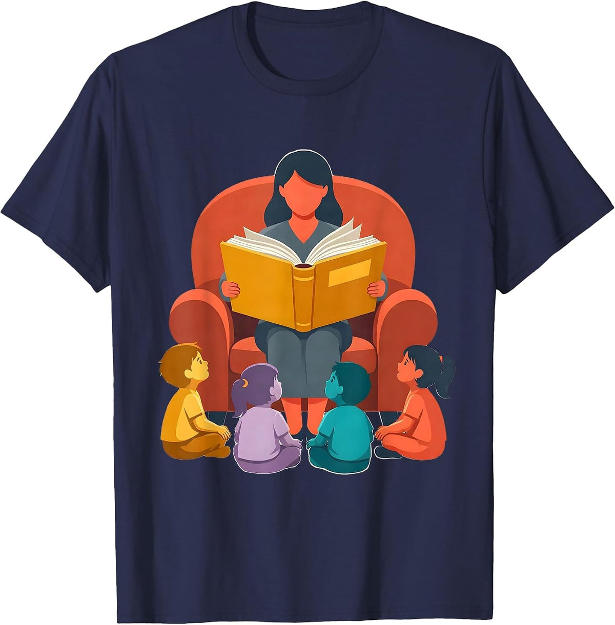 Men's PreK Teacher Reading Storybook to Children Gift T-Shirt - Navy Blue