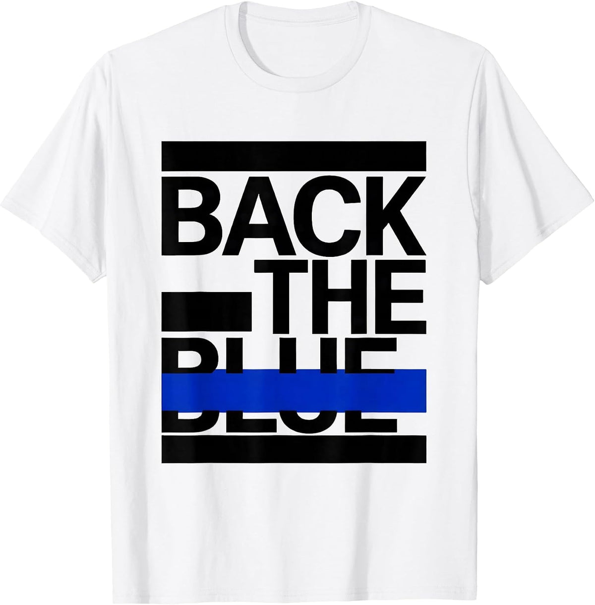 Men's Back The Blue Thin Blue Line Police Support Law Enforcement T-Shirt - White