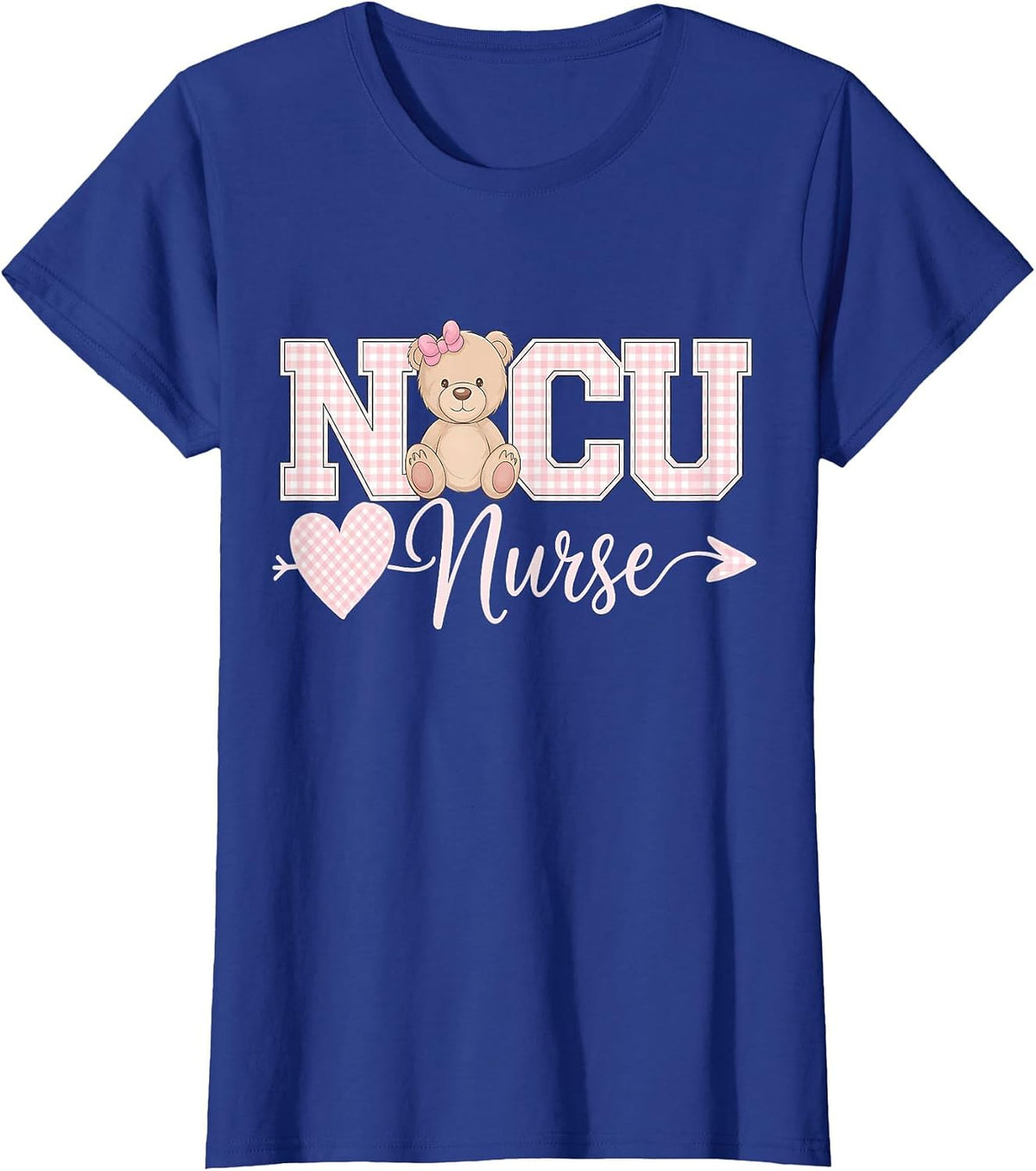 Coquette Bow NICU Team Neonatal ICU Nurse RN NICU Nursing T-Shirt - Royal Blue