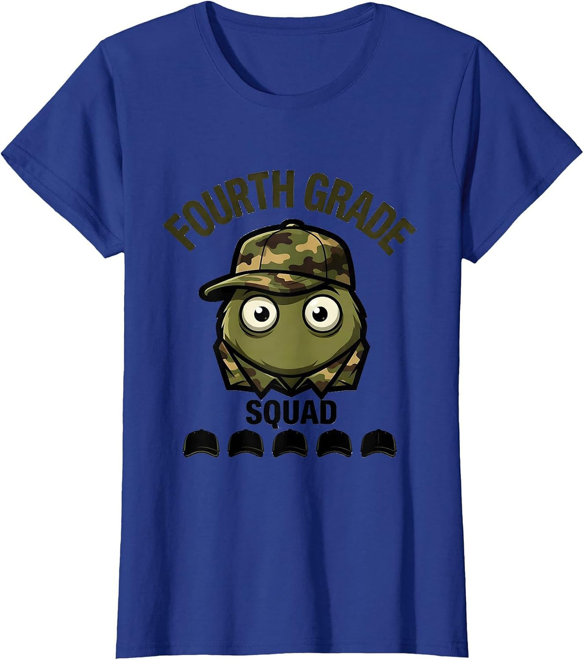 Women's Fourth Grade Squad Camo Back To School Boys Teacher T-Shirt - Royal Blue
