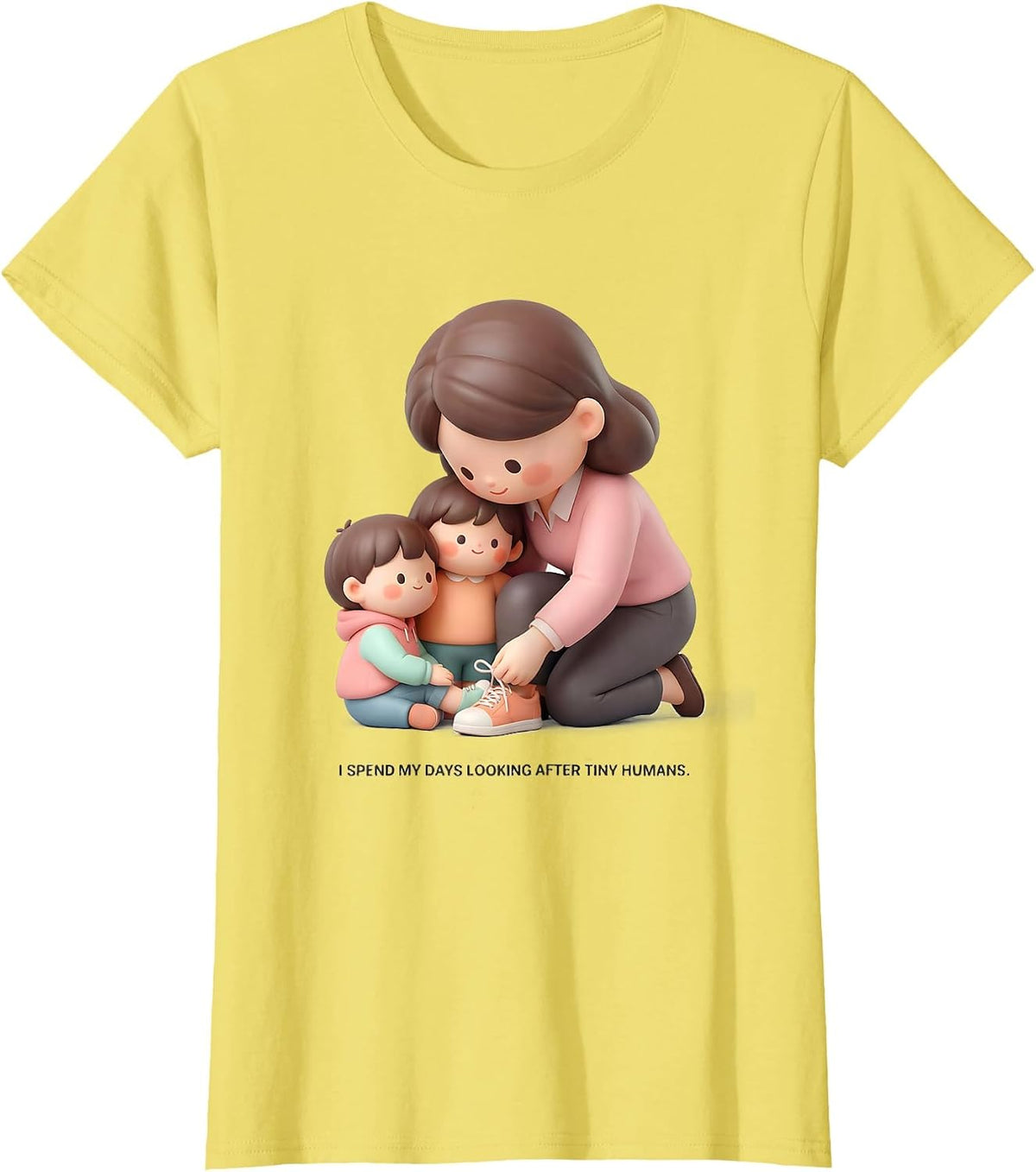 Women's I Spend My Days Looking After Tiny Humans Teacher T-Shirt - Lemon Yellow