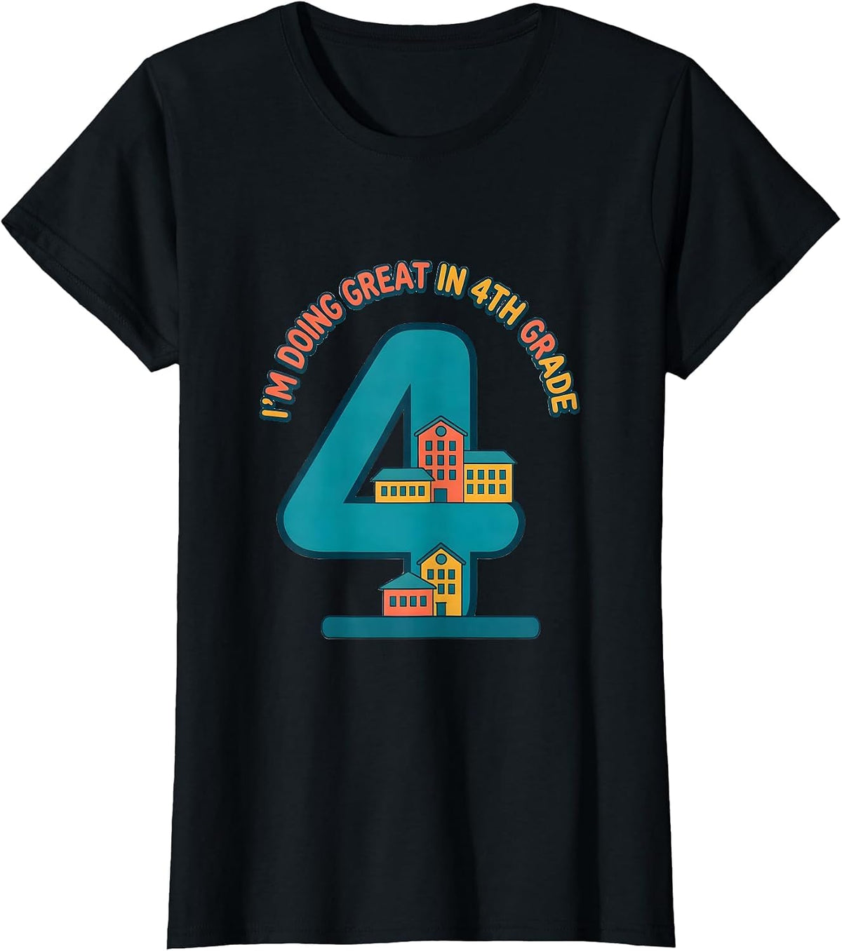 Women's I’m Doing Great In 4th Grade Funny Fourth Grade Back T-Shirt - Black