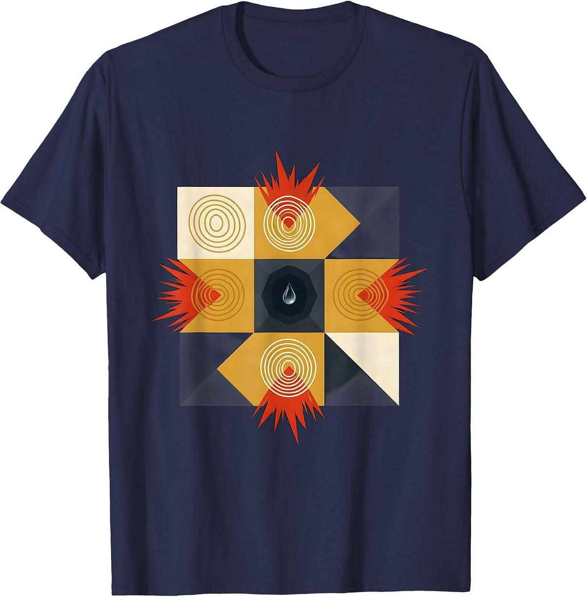 Quilt Block Patchwork Funny Science Teacher Student Humor T-Shirt - Navy Blue