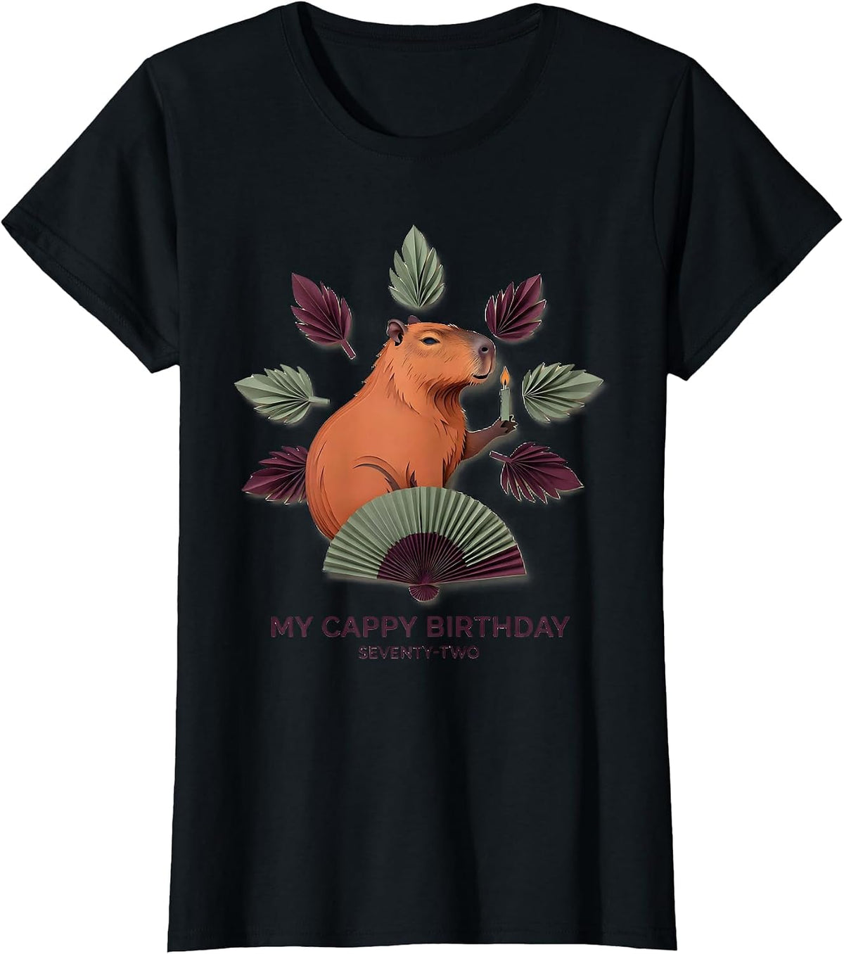 Women's My Cappy Birthday Seventy-Two Cute Capybara Birthday Gift T-Shirt - Black