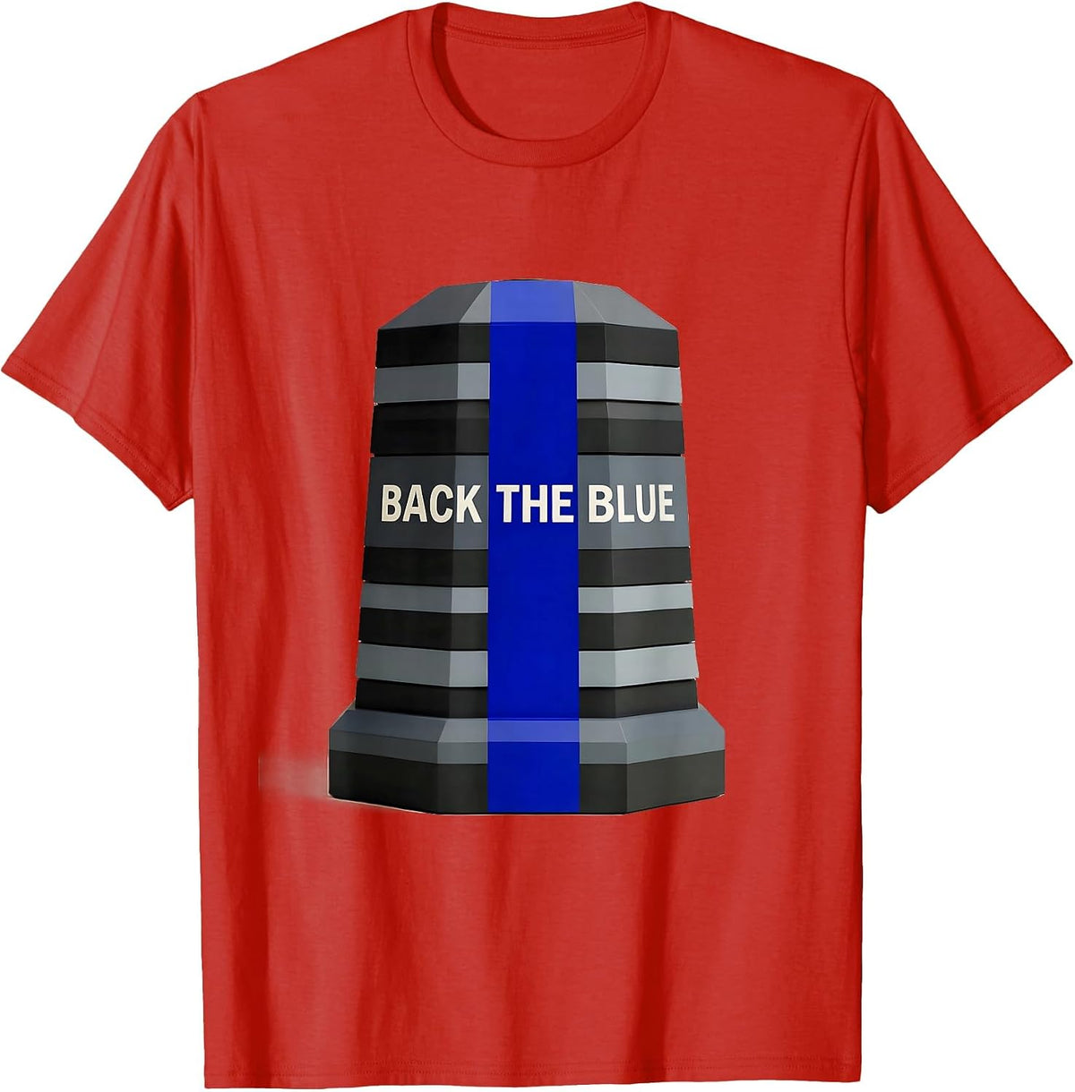 Men's Back The Blue Thin Blue Line Police Support Geometric T-Shirt - Red