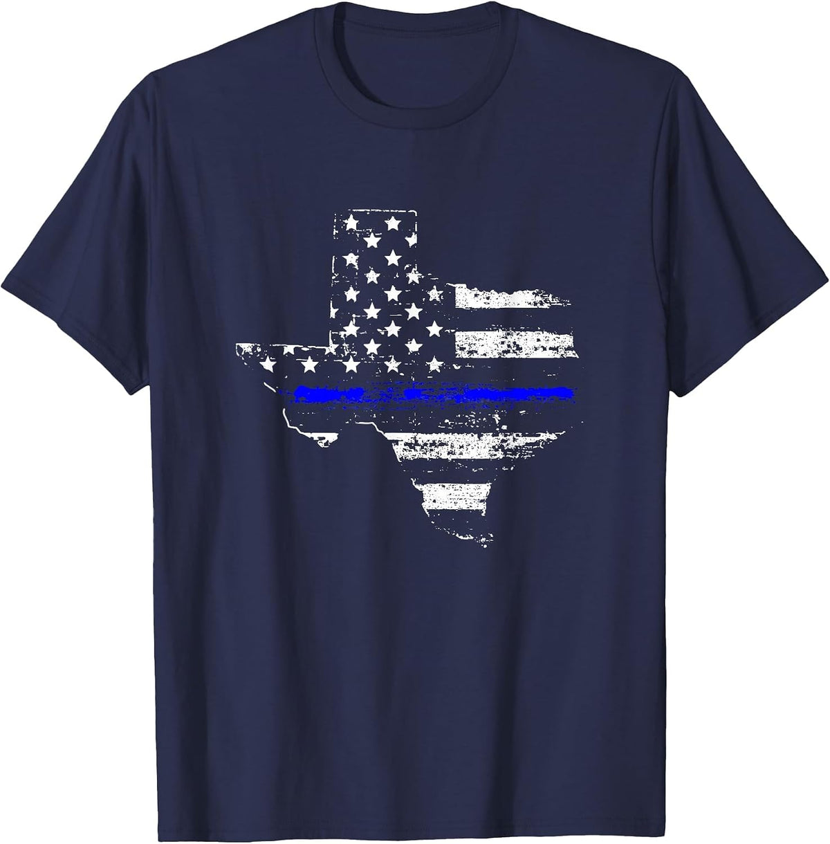 Texas Back the Blue Support Thin Blue Line T-Shirt - Navy Blue