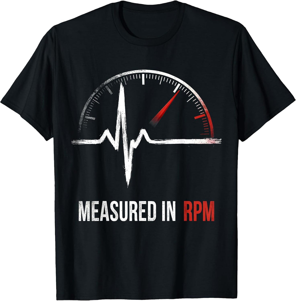 Men's Measured In RPM Distressed Car Guy Auto Mechanic Speedometer T-Shirt - Black