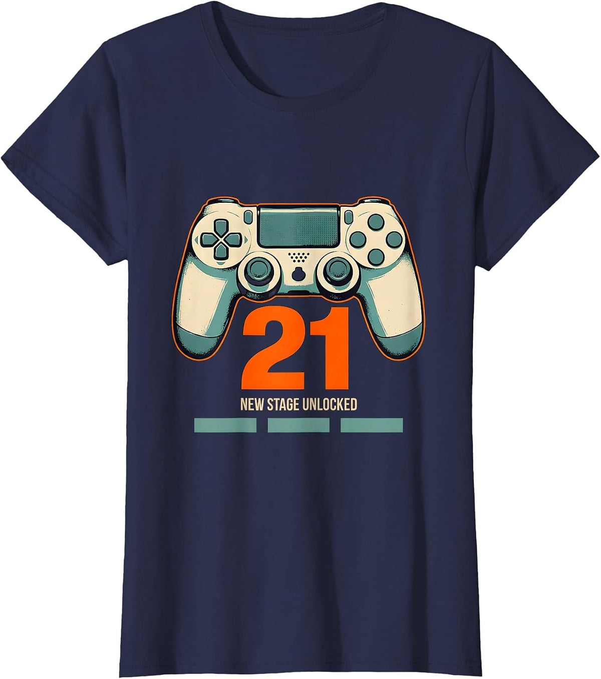 Women's New Stage Unlocked 21 Funny Gamer Birthday Boy Milestone T-Shirt - Navy Blue