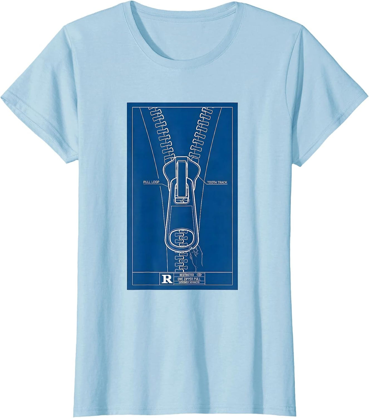 Restricted: One Zipper Pull, Extremely Advanced Occupational T-Shirt - Baby Blue