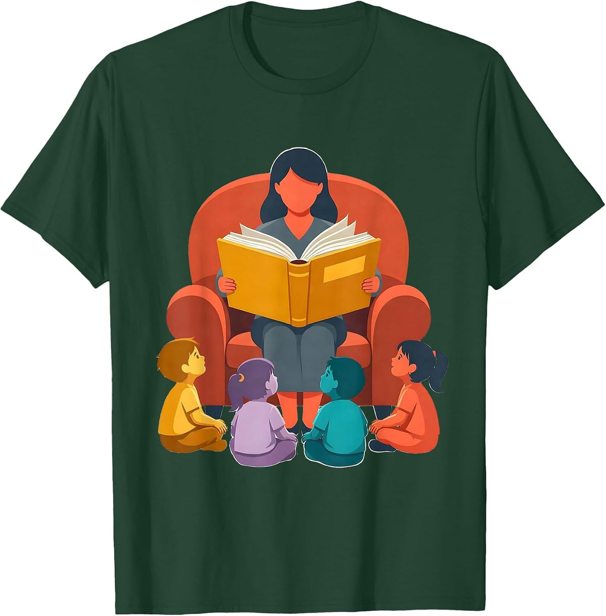 Men's PreK Teacher Reading Storybook to Children Gift T-Shirt - Dark Green