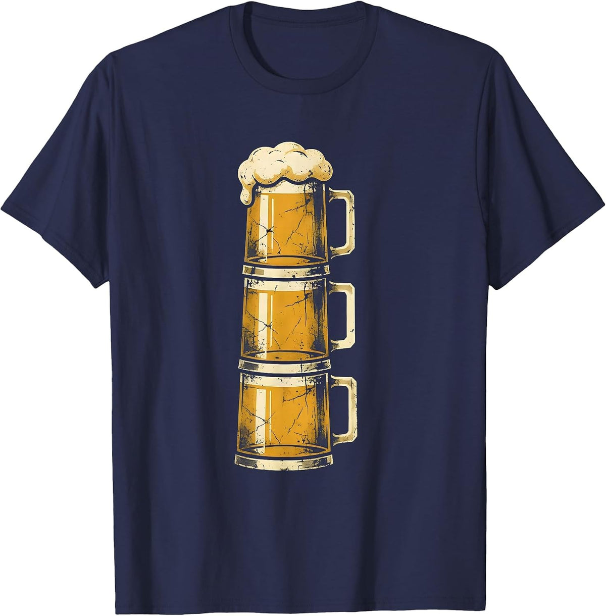 Oktober Festival Beer Stein Tower Graphic Tee T-Shirt - Navy Blue