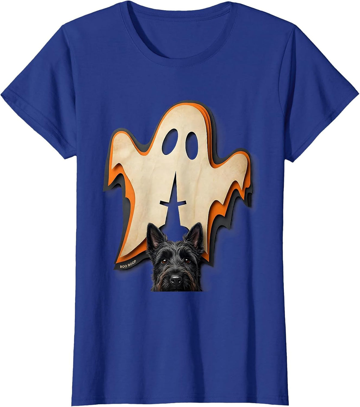 Women's Boo Boop Paper Cutout Funny Dog Ghost Dog Lover Halloween T-Shirt - Royal Blue