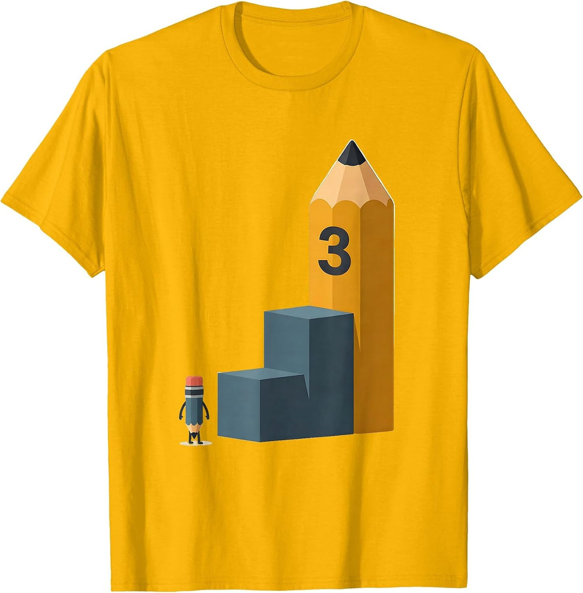 Men's 3 Back To School First Day Of School Teacher Student T-Shirt - Golden Yellow