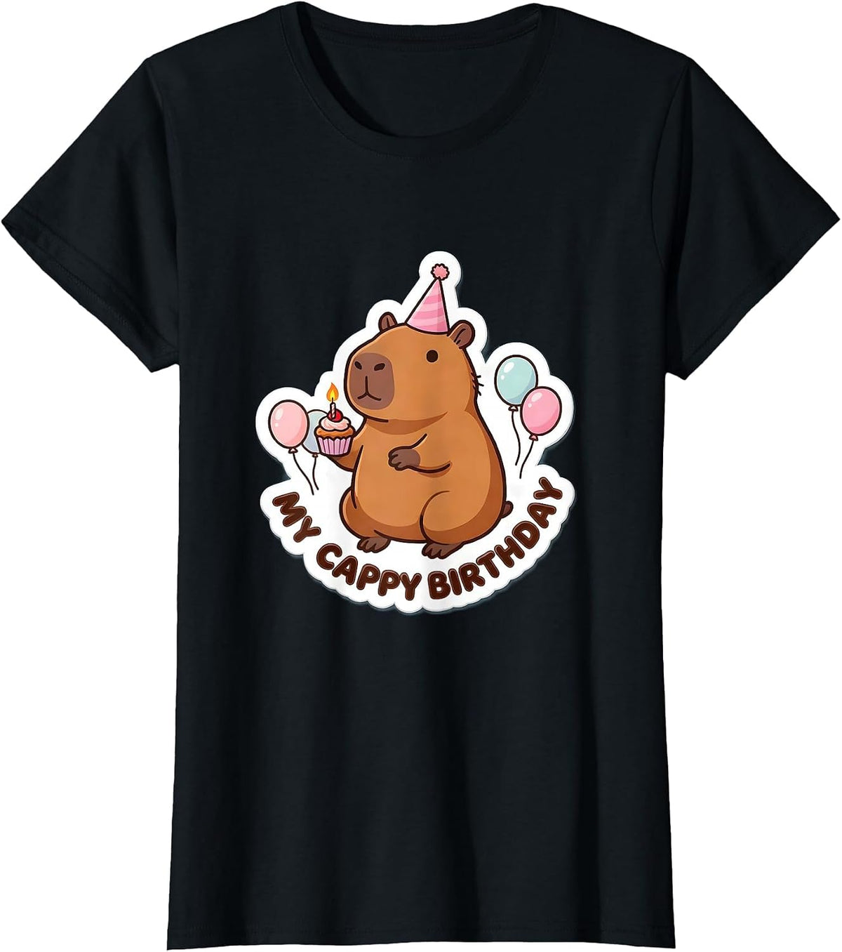 My Cappy Birthday Kawaii Capybara Birthday To Me Cute Animal T-Shirt - Black