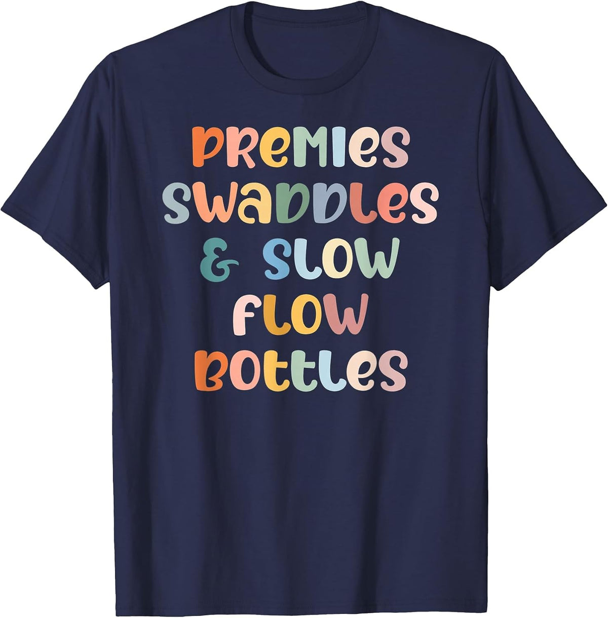 NICU Nurse Neonatal Premies Swaddles & Bottles Tiny Human T-Shirt - Navy Blue