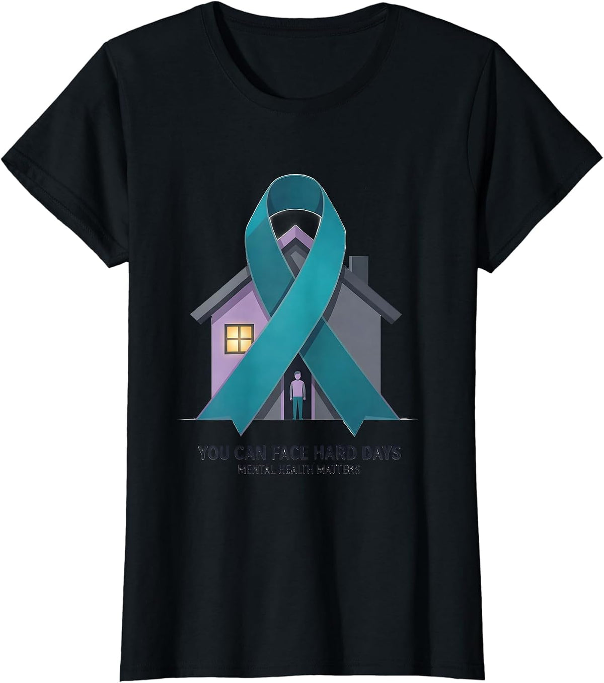 Women's You Can Face Hard Days Mental Health Matters T-Shirt - Black