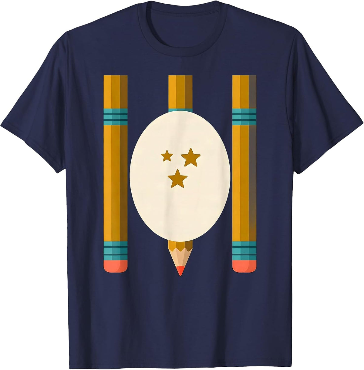 Men's Cream School Badge Midcentury Modern Back to School Kids T-Shirt - Navy Blue