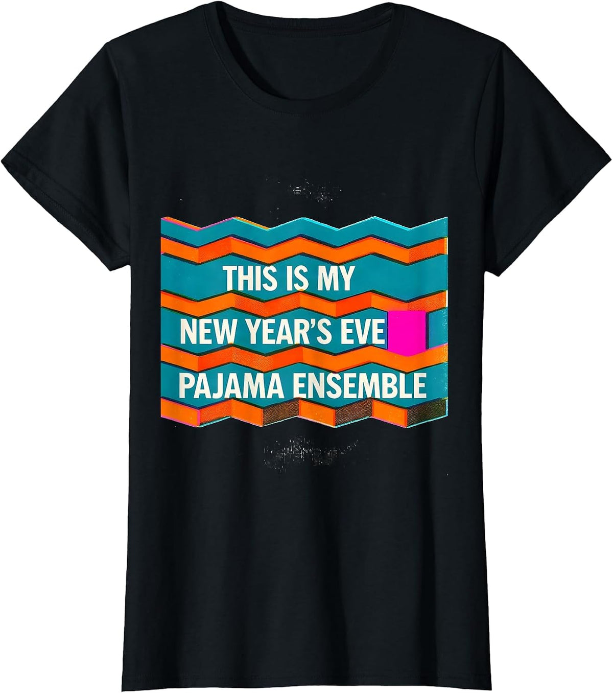 Women's This Is My New Year's Eve Pajama Ensemble Risograph T-Shirt - Black