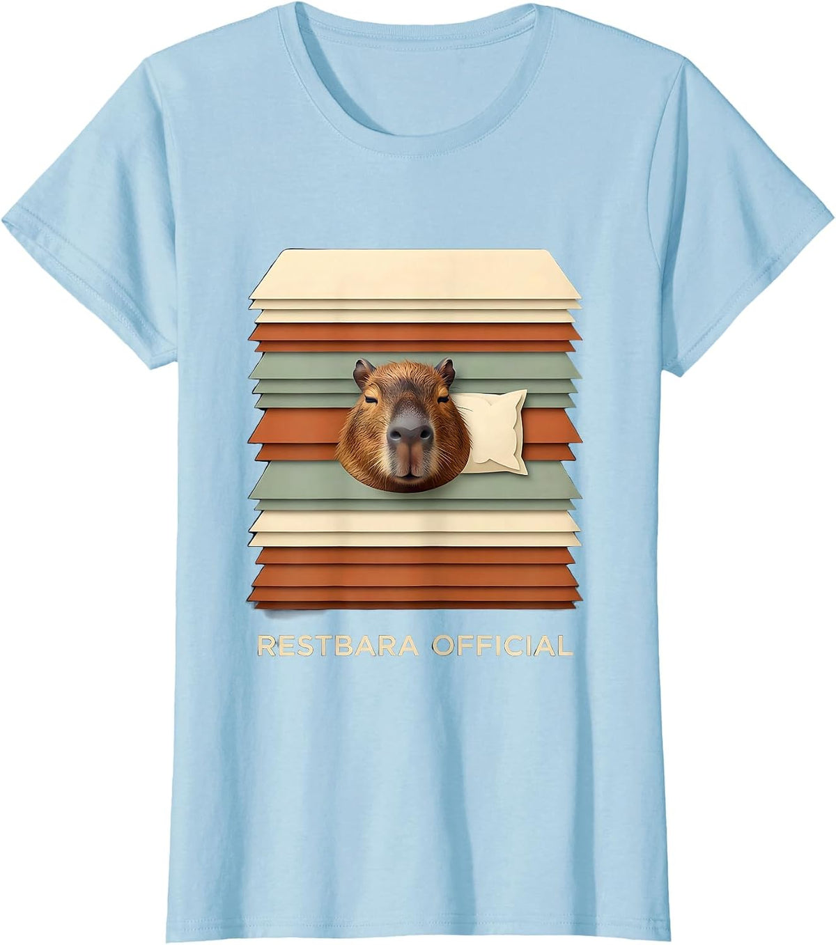 Women's Restbara Official Cute Capybara Sleepwear Pajama Kids Humor T-Shirt - Baby Blue