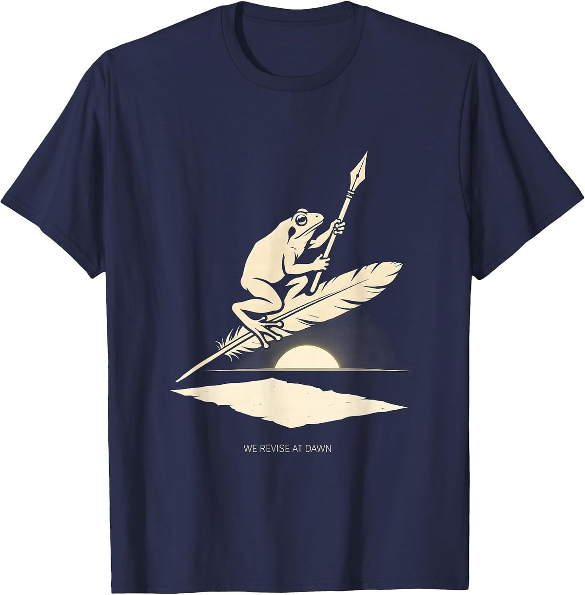 We Revise At Dawn Funny Frog Teacher Reader Back To School T-Shirt - Navy Blue